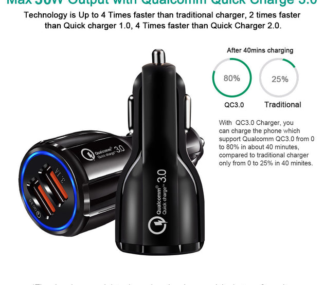 Car Charger 6.0A Light Usb Car Charger Fast Charge Mobile Phone Charging Car