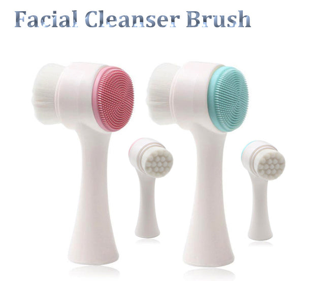 Double-sided Silicone Skin Care Tool Facial Cleanser Brush Face Cleaning Vibration Facial Massage Washing Product
