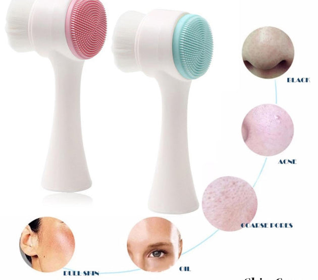Double-sided Silicone Skin Care Tool Facial Cleanser Brush Face Cleaning Vibration Facial Massage Washing Product