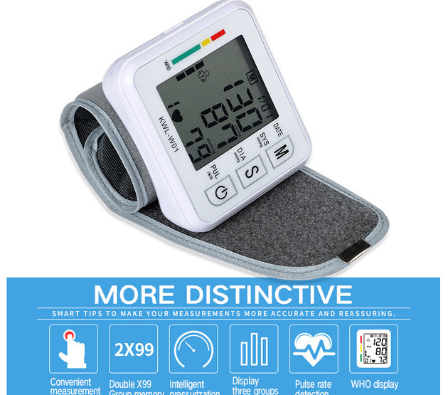 Medical Digital Wrist Blood Pressure Monitor Automatic Tonometr BP Measurement Presion Arterial Tensiometro Sphygmomanometer