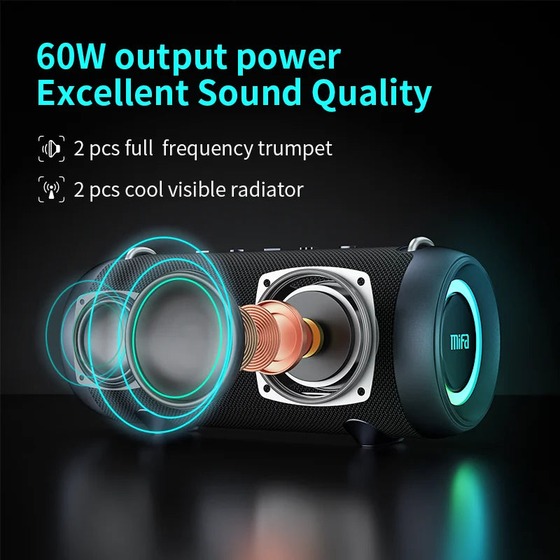 Top: A90 Bluetooth Speaker 60W Output Power Bluetooth Speaker with Class D Amplifier Excellent Bass Performace camping speaker