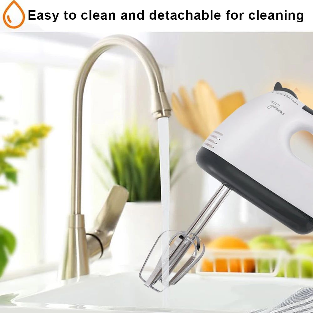 Electric Egg Beater Handheld Food Cake Bread Baking Dough Mixer for Kitchen Cooking 7 Speed Cream Egg White Blender Dough Mixer