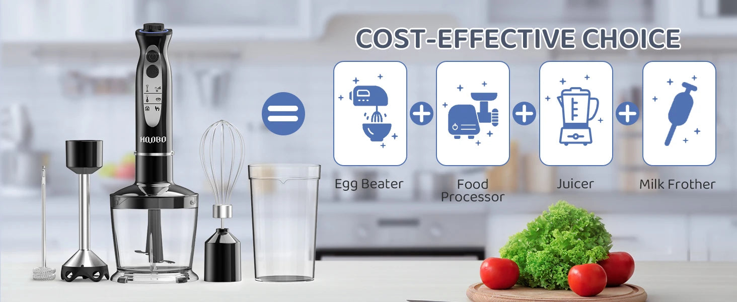 1000 Watt Powerful Handheld Immersion Blender, Vegetable Meat Immersion Egg Beater For Smoothies, Sauces, Baby Food Soups
