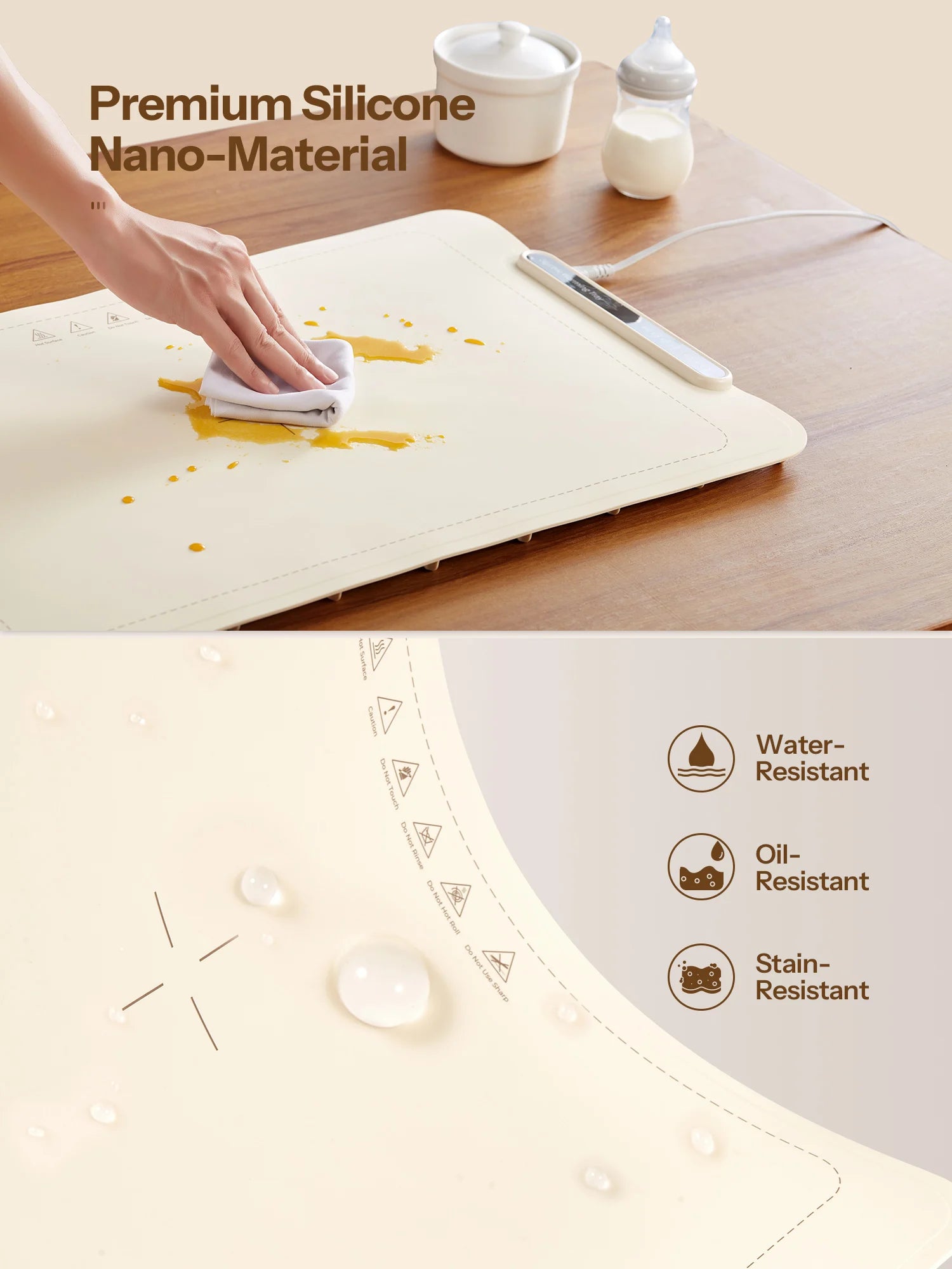 Electric Warming Tray, Yabano Foldable Food Warming Mat with 3 Temperature Settings, Auto Shut-Off Food Warmer for Buffet