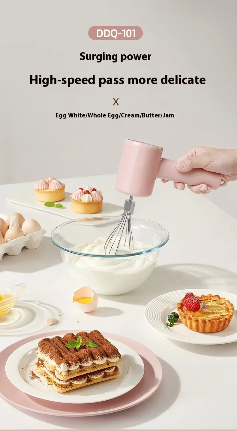 Hot Selling Portable Rechargeable Electric Hand-held Egg Beater Stainless Steel Mini Egg Whisk Electric Food Mixer for Kitchen