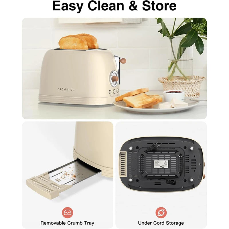 Crownful 2 Slices Bread Toaster for Sandwiches Waffles Extra Wide Slot Toasters Electric Kitchen Double Oven 120V Mini Toaster