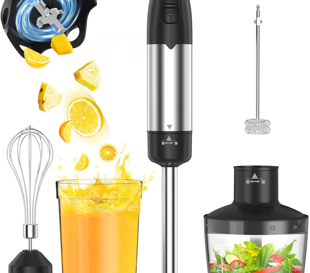 1000W Electric Immersion Handheld Blender, 5 in 1 Kitchen Hand Blender for soups, smoothies, purees and baby food.