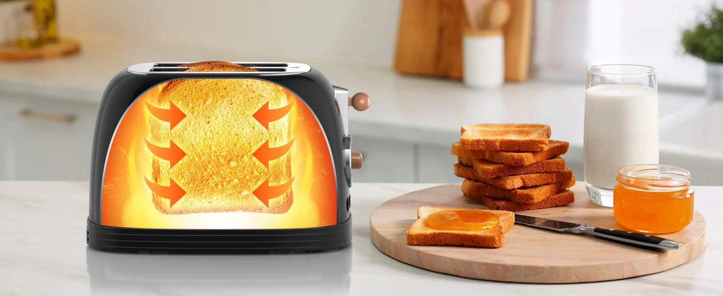 Crownful 2 Slices Bread Toaster for Sandwiches Waffles Extra Wide Slot Toasters Electric Kitchen Double Oven 120V Mini Toaster