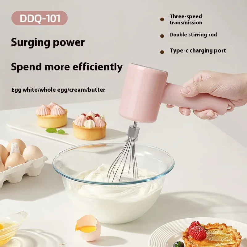 Hot Selling Portable Rechargeable Electric Hand-held Egg Beater Stainless Steel Mini Egg Whisk Electric Food Mixer for Kitchen
