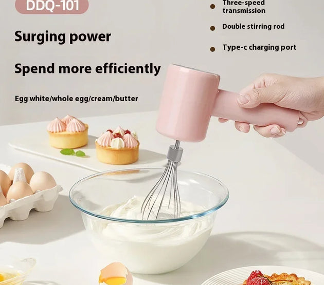 Hot Selling Portable Rechargeable Electric Hand-held Egg Beater Stainless Steel Mini Egg Whisk Electric Food Mixer for Kitchen
