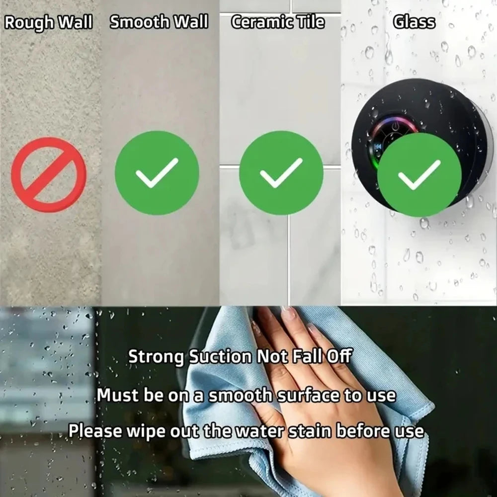 Wireless Bluetooth Speaker Bathroom IPX4 Waterproof Portable Speaker with Powerful Suction Cup Outdoor Sports Stereo Speaker