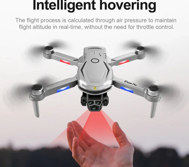 New V888 Brushless Drone 8K Professional HD Triple Camera Obstacle Avoidance No GPS Optical Flow Positioning RC Quadcopter Toys