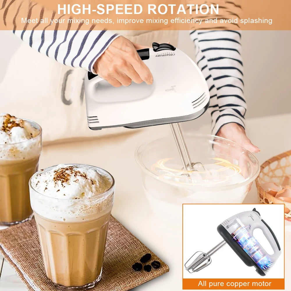 Electric Egg Beater Handheld Food Cake Bread Baking Dough Mixer for Kitchen Cooking 7 Speed Cream Egg White Blender Dough Mixer