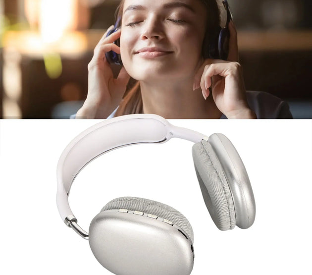 Bluetooth Headphone HiFi  Bass Built in Mic Support Memory Card Wireless Headset for Running Travel White Sports Headphone