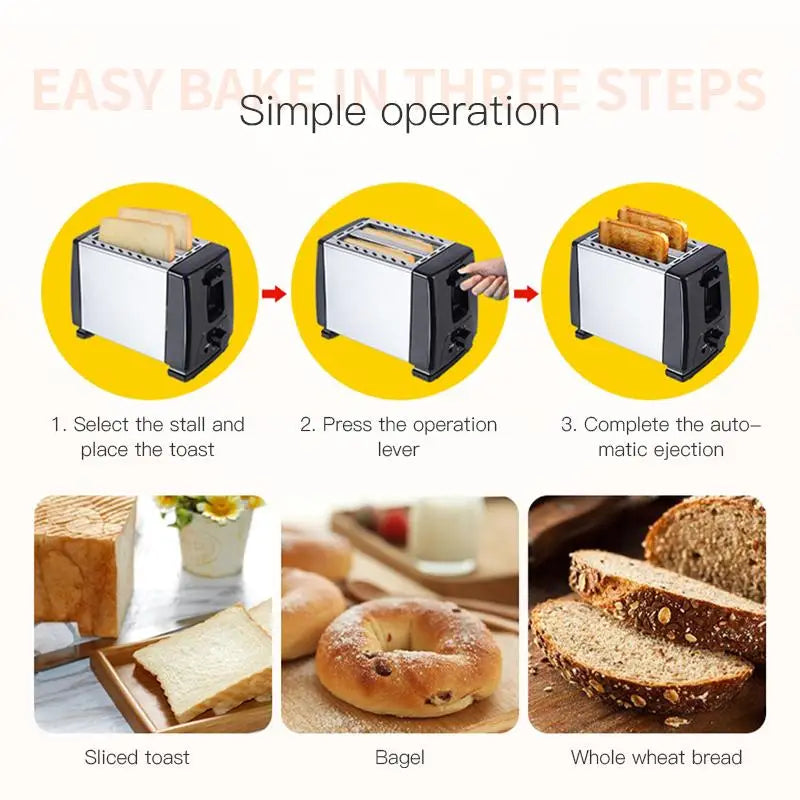 Smart Retro Electric Mini Toaster Oven Auto Pop-Up 2 Slices Sandwich Bread Toaster with Defrosting Warming Function for Home Use