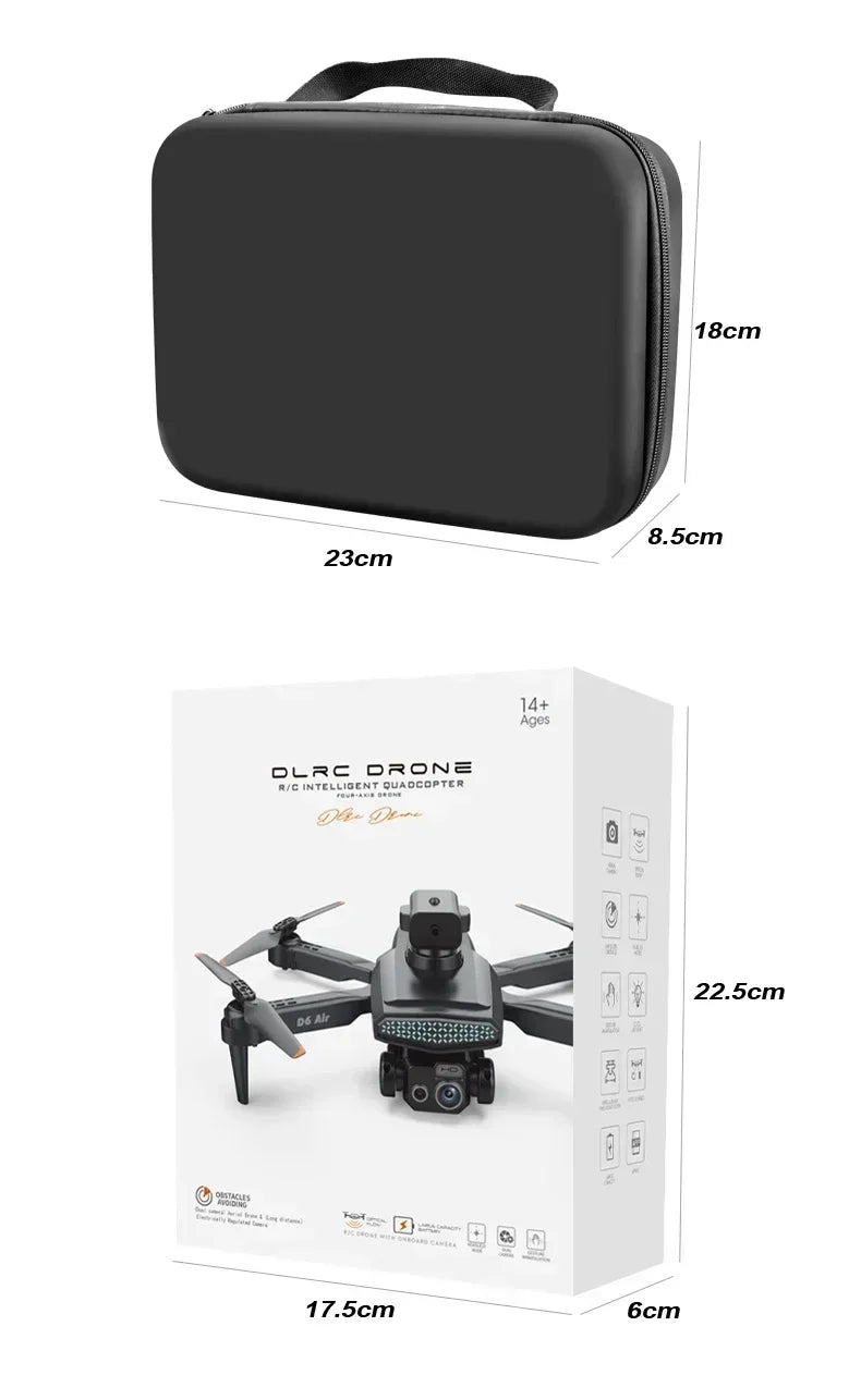 2025 D6 Mini Drone 4k Profesional 8K HD Camera Obstacle Avoidance Aerial Photography Brushless Foldable Quadcopter Gifts Toys