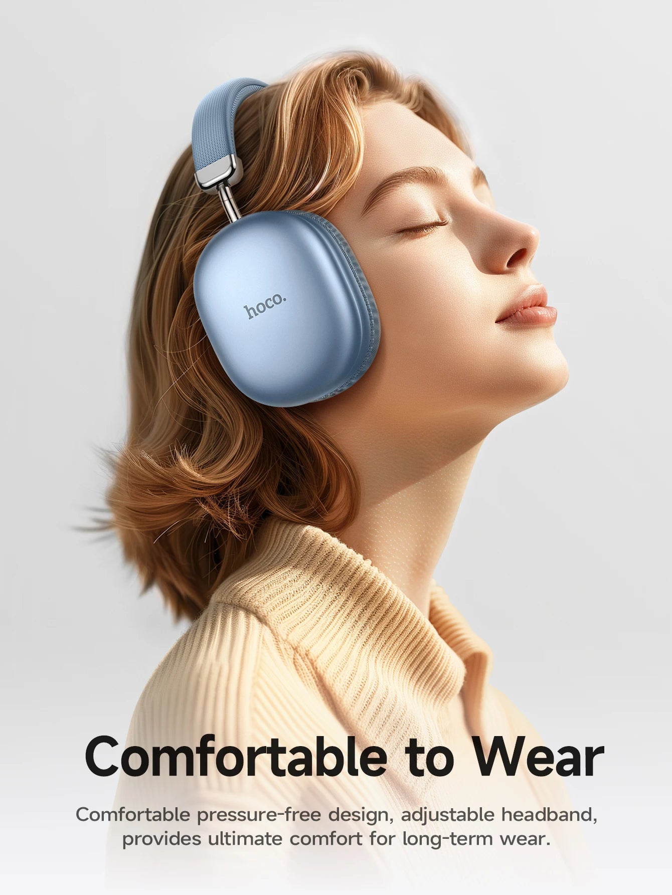 HOCO W35 Max Wireless HiFi Music Headphone 42mm Coil Speaker Candy Color Bluetooth 5.3 Sport Earphone Support AUX/TF Card Mode