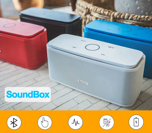 DOSS Bluetooth Speaker SoundBox, Touch Control Sound Box, 12W HD Sound, IPX5 Waterproof, Built-in Mic Hand Free Portable Speaker