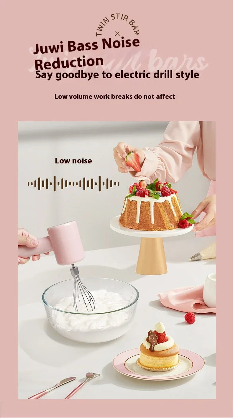 Hot Selling Portable Rechargeable Electric Hand-held Egg Beater Stainless Steel Mini Egg Whisk Electric Food Mixer for Kitchen
