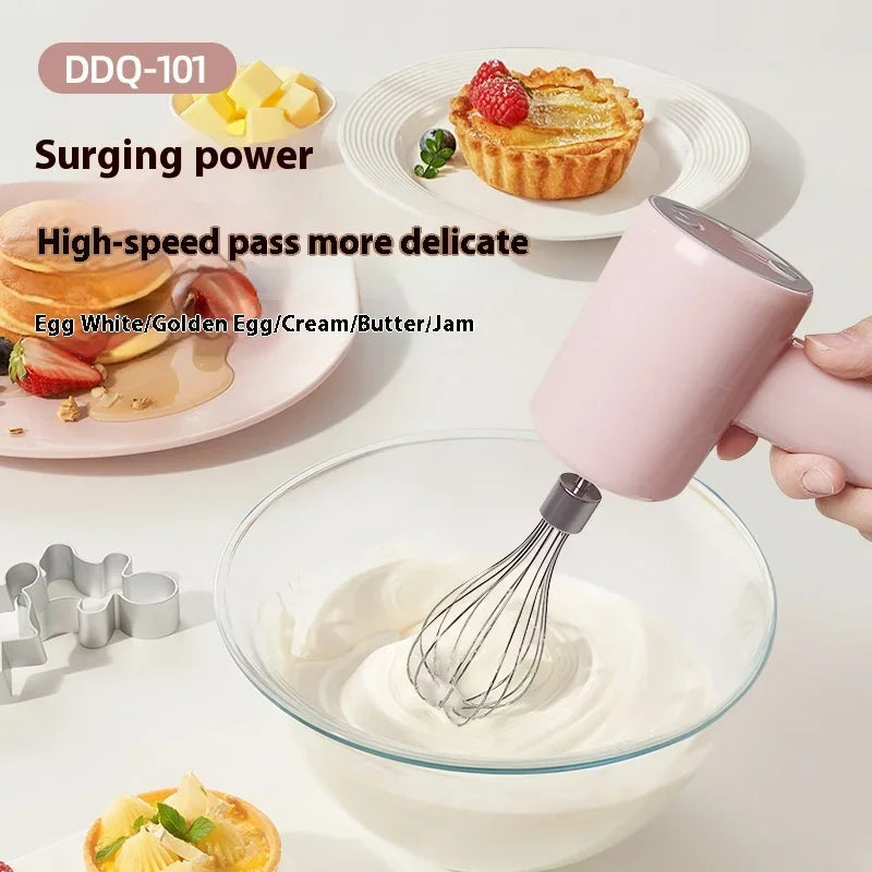 Hot Selling Portable Rechargeable Electric Hand-held Egg Beater Stainless Steel Mini Egg Whisk Electric Food Mixer for Kitchen