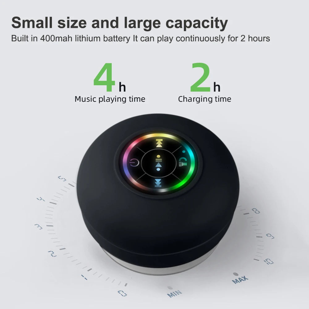 Wireless Bluetooth Speaker Bathroom IPX4 Waterproof Portable Speaker with Powerful Suction Cup Outdoor Sports Stereo Speaker