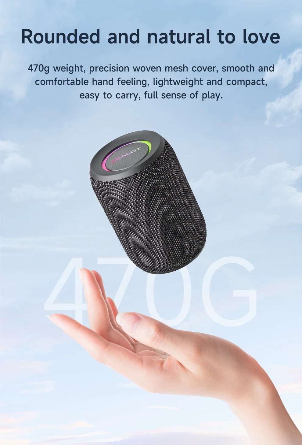 ZEALOT S32PRO 15W Portable Bluetooth 5.2 Speaker Outdoor Waterproof Wireless TWS Mini Column Box Speaker Outdoor TF Card