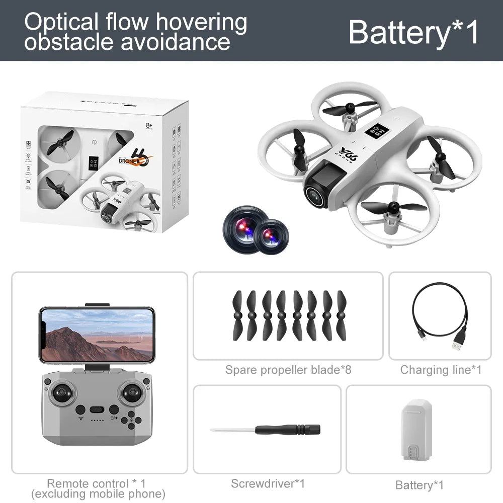 V66 Mini Drone 8K HD Camera Drones WiFi Obstacle Avoidance Foldable Quadcopter RC Helicopter Small Dron Toys for Kids Gift
