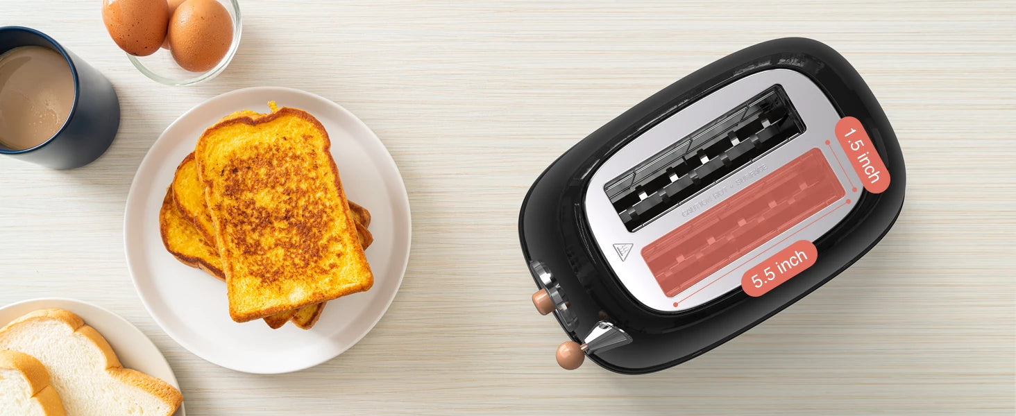 Crownful 2 Slices Bread Toaster for Sandwiches Waffles Extra Wide Slot Toasters Electric Kitchen Double Oven 120V Mini Toaster