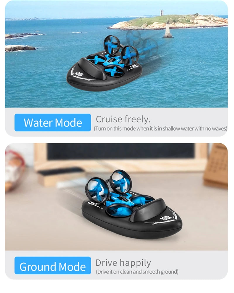 Upgraded JJRC H36F Mini Drone Helicopter 2.4G 4CH 6-Axis Gyro Speed 3D Flip Headless Mode RTF Boat Car Water Ground Air  3-mode