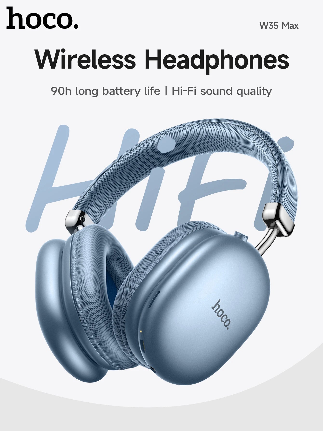 HOCO W35 Max Wireless HiFi Music Headphone 42mm Coil Speaker Candy Color Bluetooth 5.3 Sport Earphone Support AUX/TF Card Mode