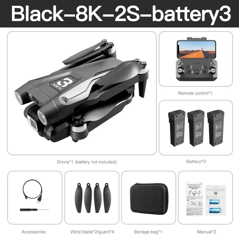 For Xiaomi Z908 Pro /MAX Drone 8K Professional Dual Camera GPS Avoidance Quadcopter Optical Flow Localization 3-side avoidance