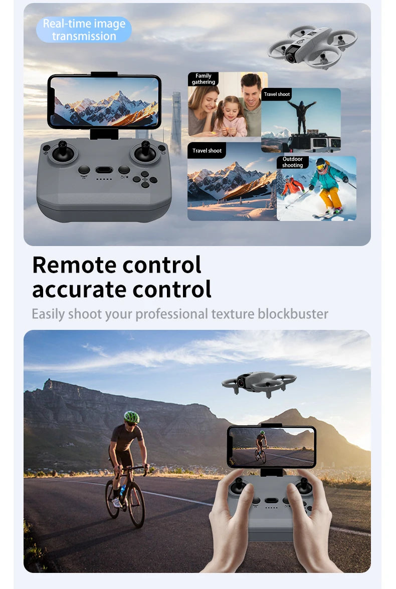 CZ06 Mini Drone for Kids - Rotating Colorful Light RC Quadcopter Aircraft 4K Camera UFO Shape Airplane Toy Gift