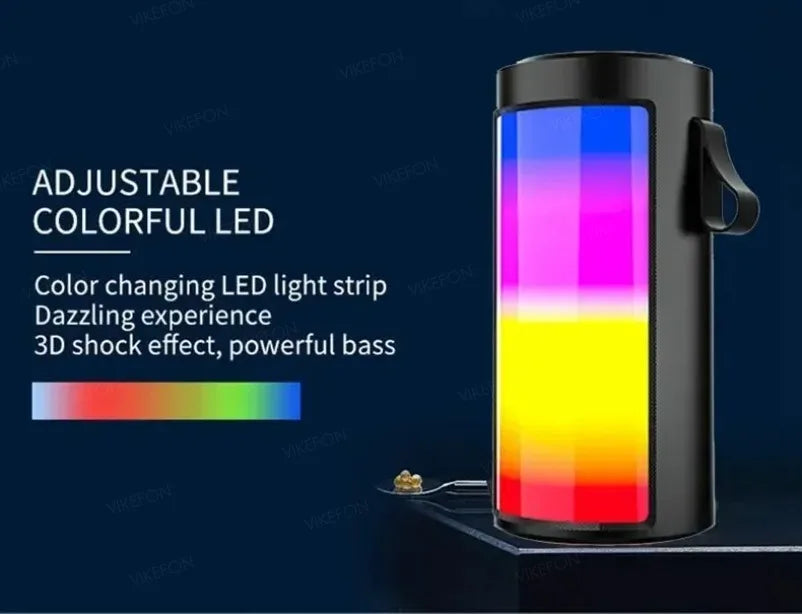 VIKEFON High Quality Wireless Bluetooth Speakers Powerful Portable Sound Box Subwoofer Audio Bass Player Sound System LED Light