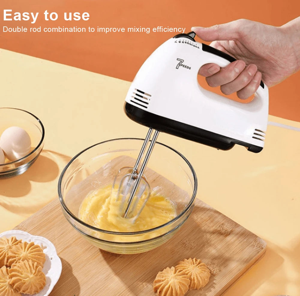Electric Egg Beater Handheld Food Cake Bread Baking Dough Mixer for Kitchen Cooking 7 Speed Cream Egg White Blender Dough Mixer