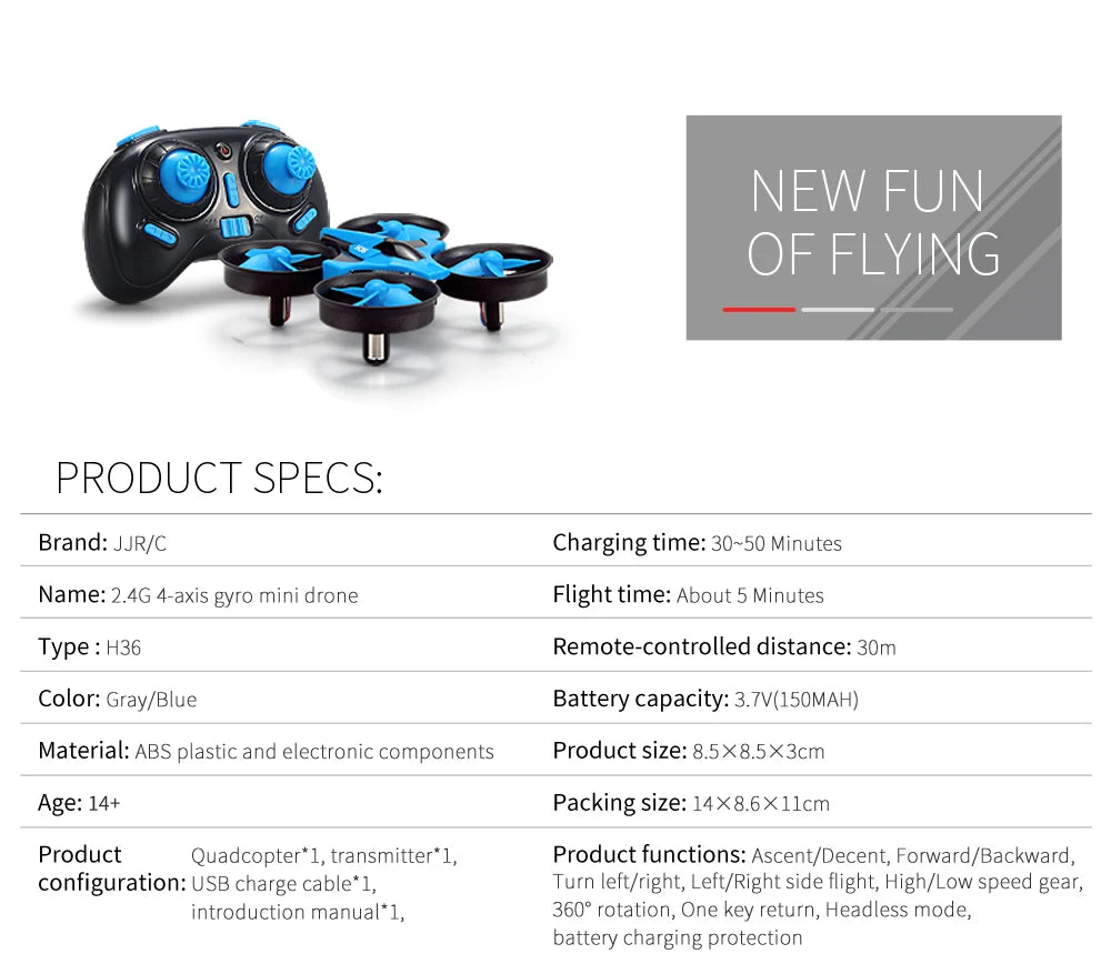 Jjrc H36 Mini Rc Drone Anti-collision 6-Axis Headless Mode Helicopter 360° Flip Remote Control Quadcopter Toys Drone for Kids