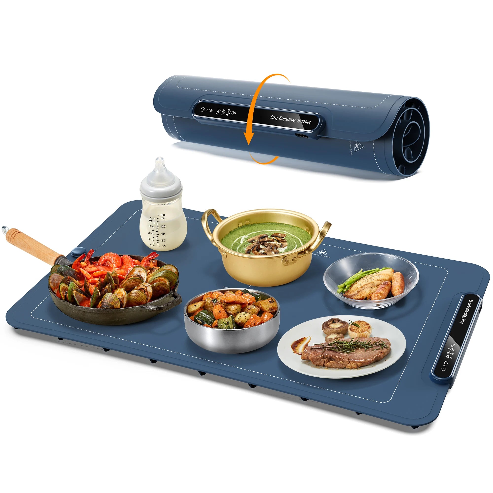 Electric Warming Tray, Yabano Foldable Food Warming Mat with 3 Temperature Settings, Auto Shut-Off Food Warmer for Buffet