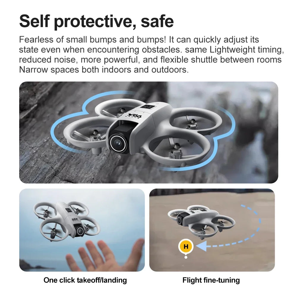 V66 Mini Drone 8K HD Camera Drones WiFi Obstacle Avoidance Foldable Quadcopter RC Helicopter Small Dron Toys for Kids Gift