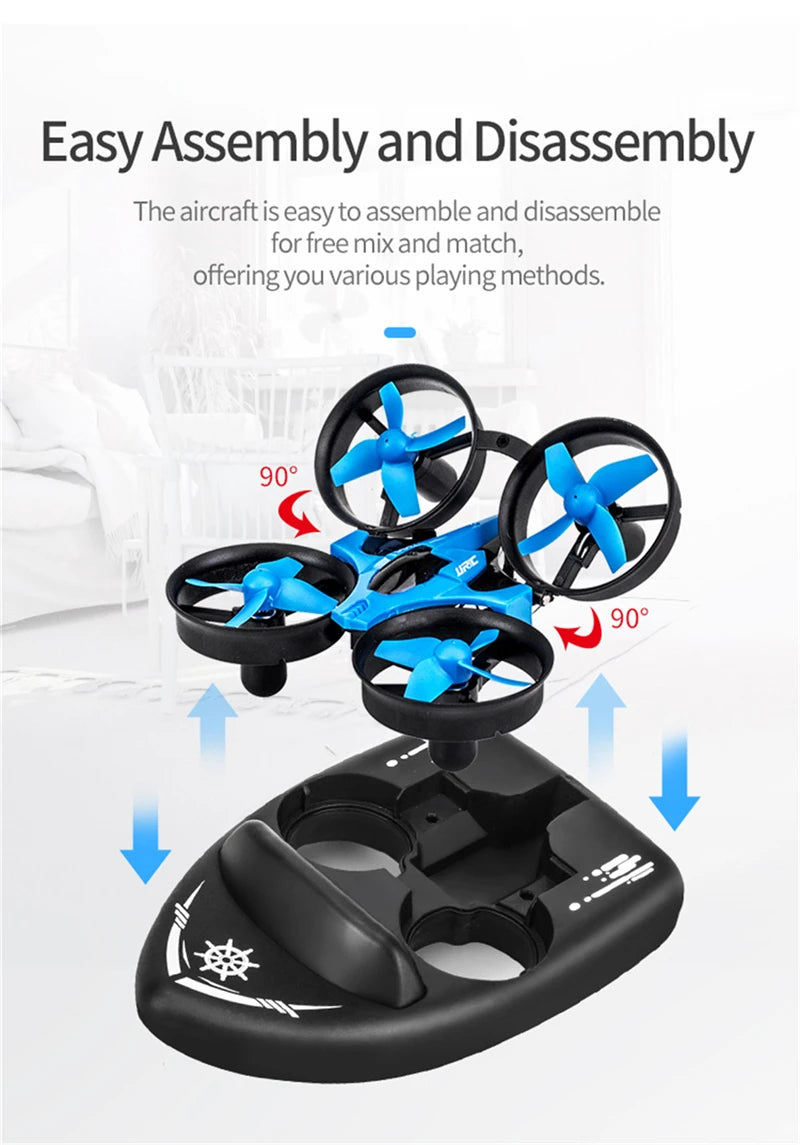 Upgraded JJRC H36F Mini Drone Helicopter 2.4G 4CH 6-Axis Gyro Speed 3D Flip Headless Mode RTF Boat Car Water Ground Air  3-mode