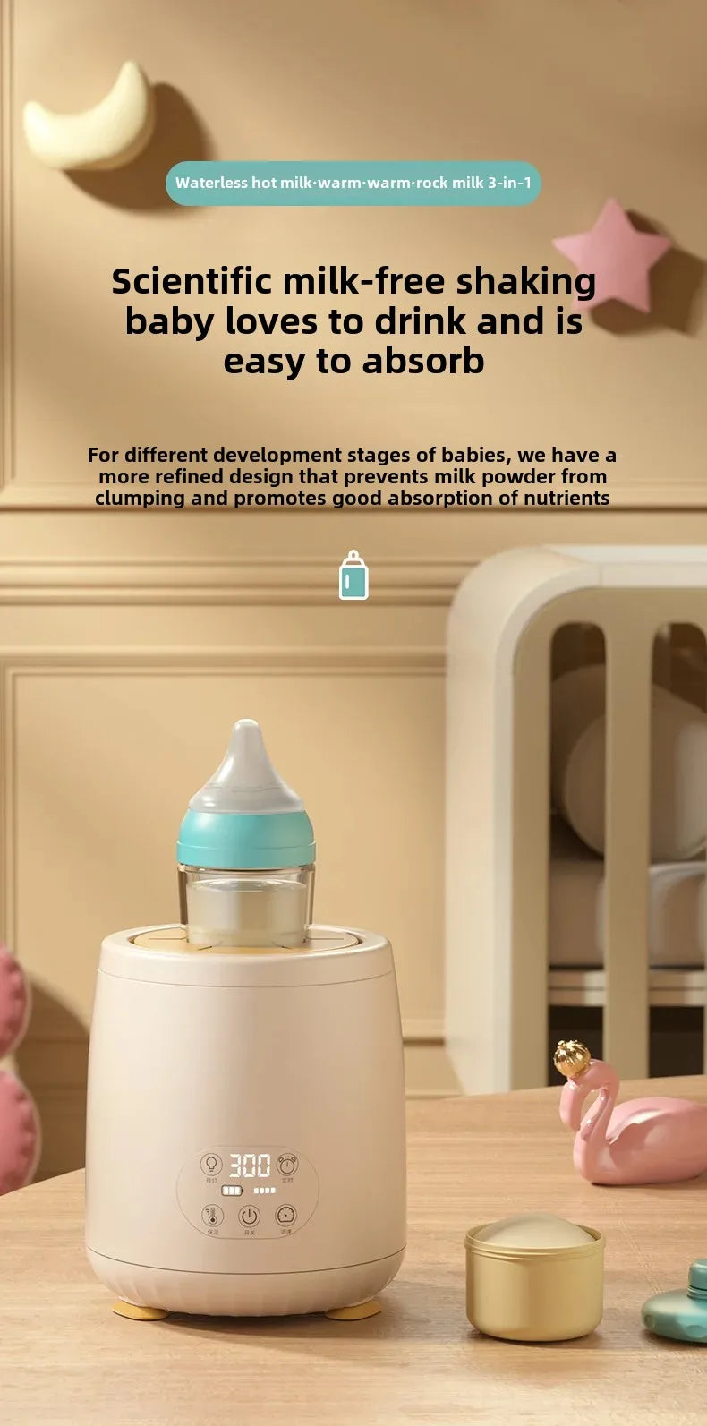 Baby Smart Electric Milk Shaker Automatic Temperature Control Milk Frother Integrated Heated Milk Stirrer Home Appliance