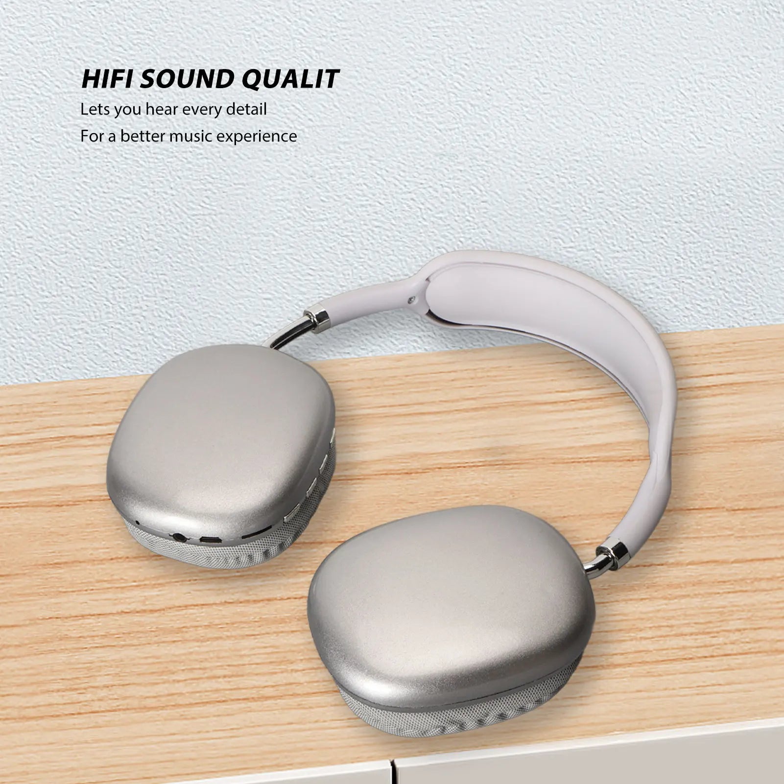 Bluetooth Headphone HiFi  Bass Built in Mic Support Memory Card Wireless Headset for Running Travel White Sports Headphone