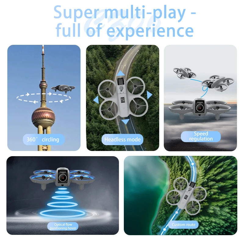CZ06 Mini Drone for Kids - Rotating Colorful Light RC Quadcopter Aircraft 4K Camera UFO Shape Airplane Toy Gift