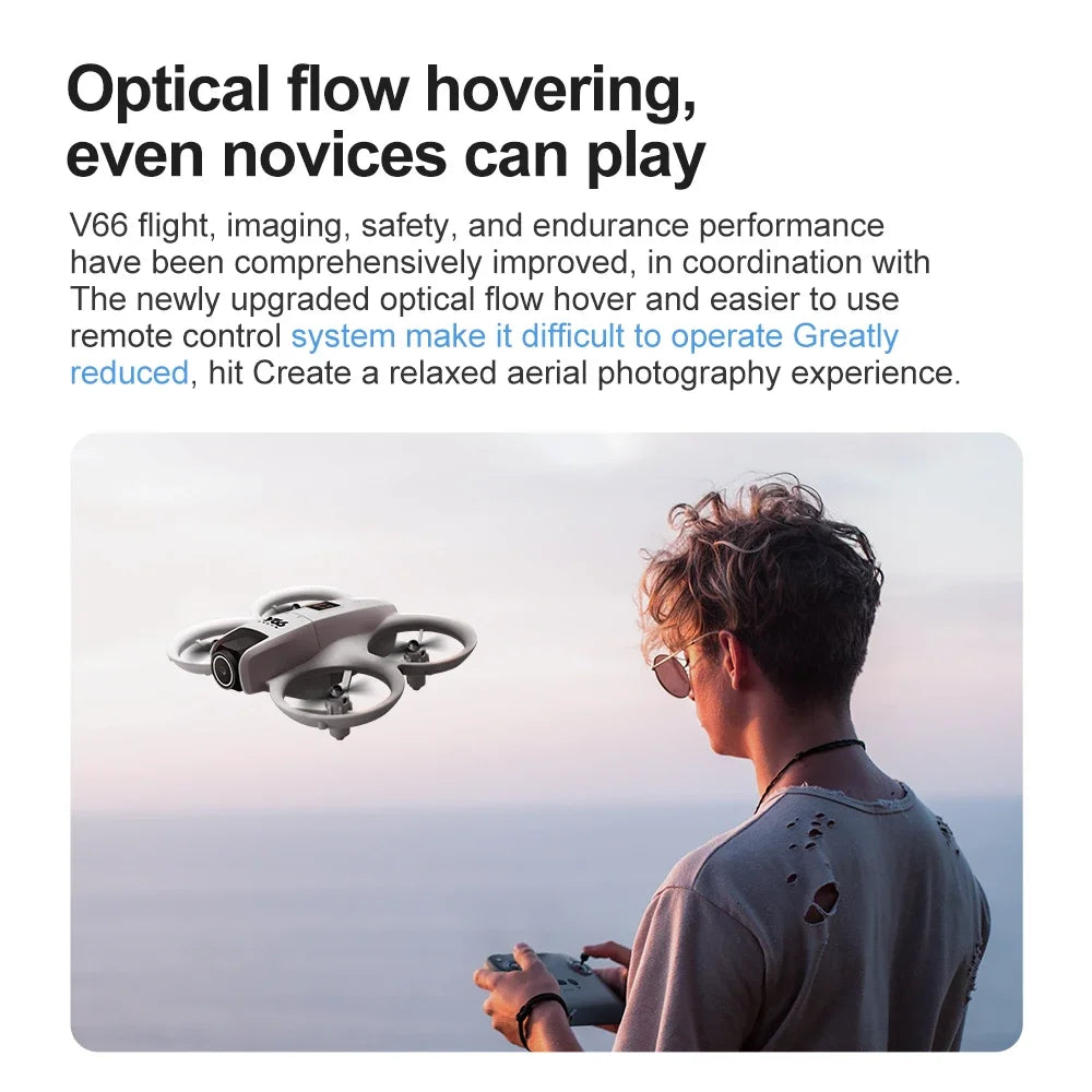 V66 Mini Drone 8K HD Camera Drones WiFi Obstacle Avoidance Foldable Quadcopter RC Helicopter Small Dron Toys for Kids Gift