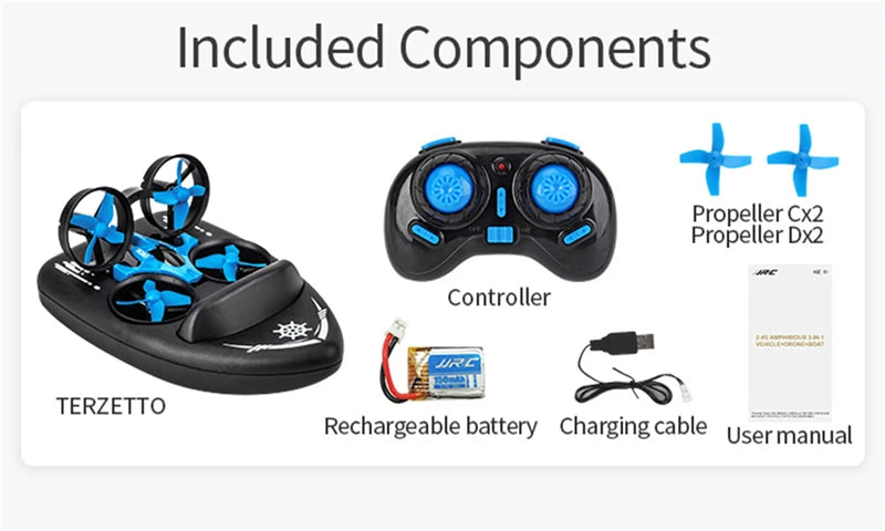 Upgraded JJRC H36F Mini Drone Helicopter 2.4G 4CH 6-Axis Gyro Speed 3D Flip Headless Mode RTF Boat Car Water Ground Air  3-mode