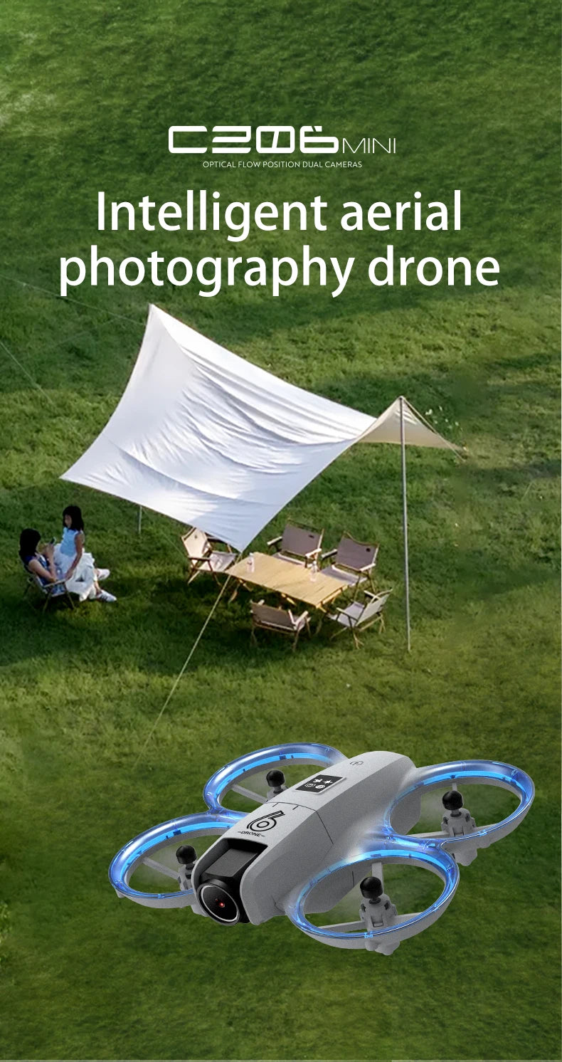 CZ06 Mini Drone for Kids - Rotating Colorful Light RC Quadcopter Aircraft 4K Camera UFO Shape Airplane Toy Gift