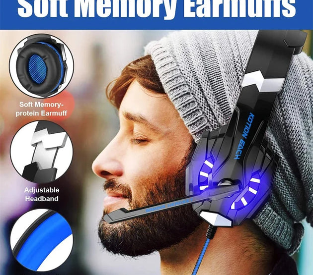 G9000 Gaming Headset Over-Ear Wired Headphones Deep Bass Stereo Casque LED Light Earphone with Mic for PS4 PS5 Switch XBOX PC