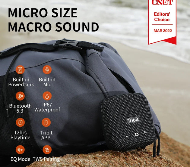 Tribit StormBox Micro 2 Portable Bluetooth Speaker with Deep Bass 10W Power IP67 Waterproof Small Outdoor Speaker Built-in Strap