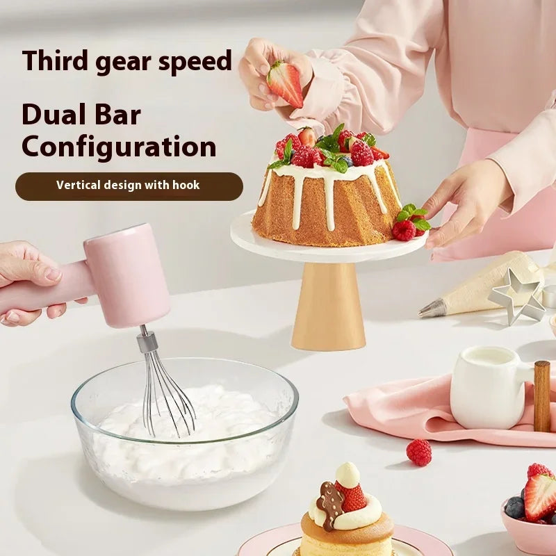 Hot Selling Portable Rechargeable Electric Hand-held Egg Beater Stainless Steel Mini Egg Whisk Electric Food Mixer for Kitchen