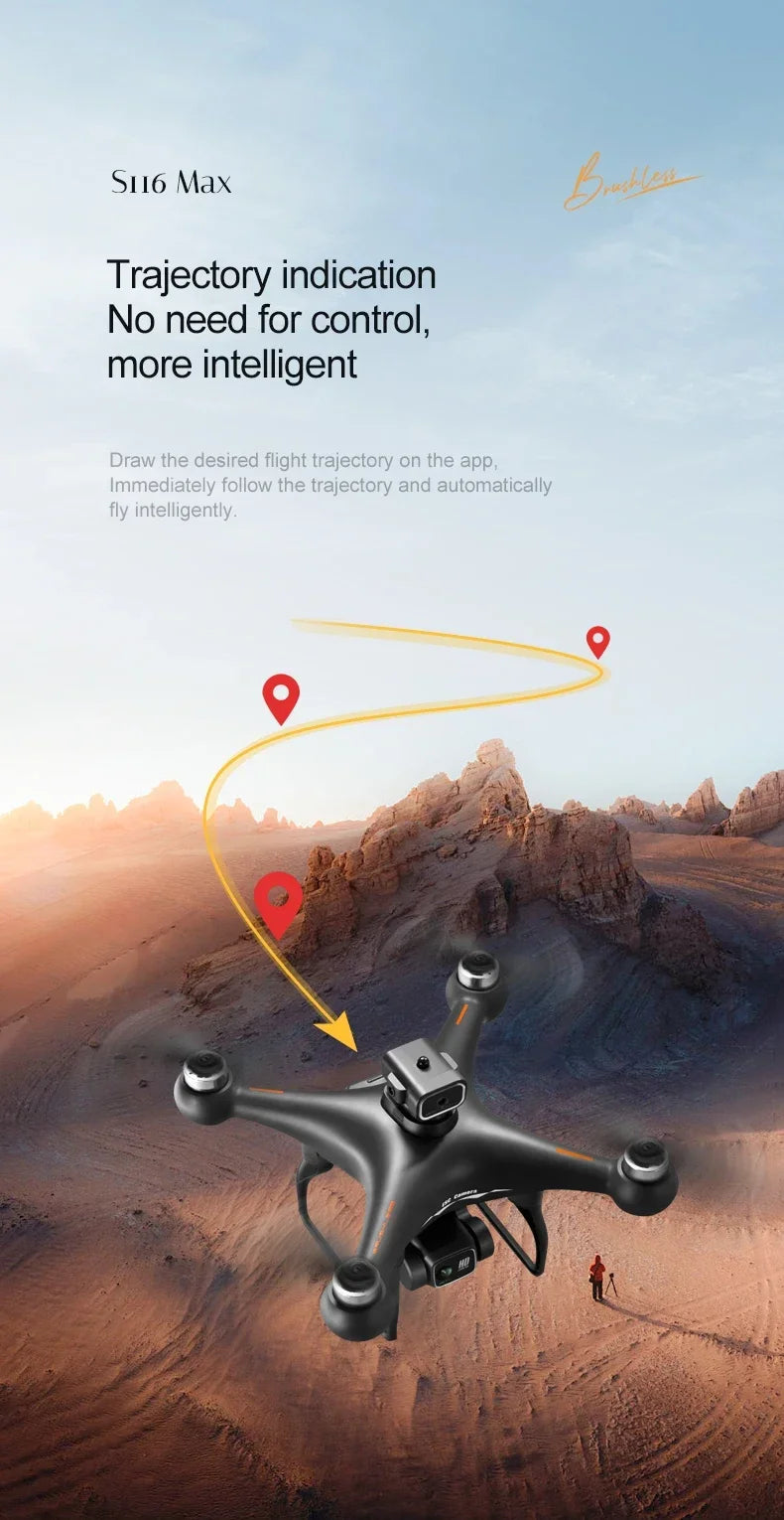 S116 MAX Drone Professional with 3 Batteries 8K Dual Camera Optical Flow Brushless 360° Obstacle Avoidance WIFI FPV RC Dron Toys