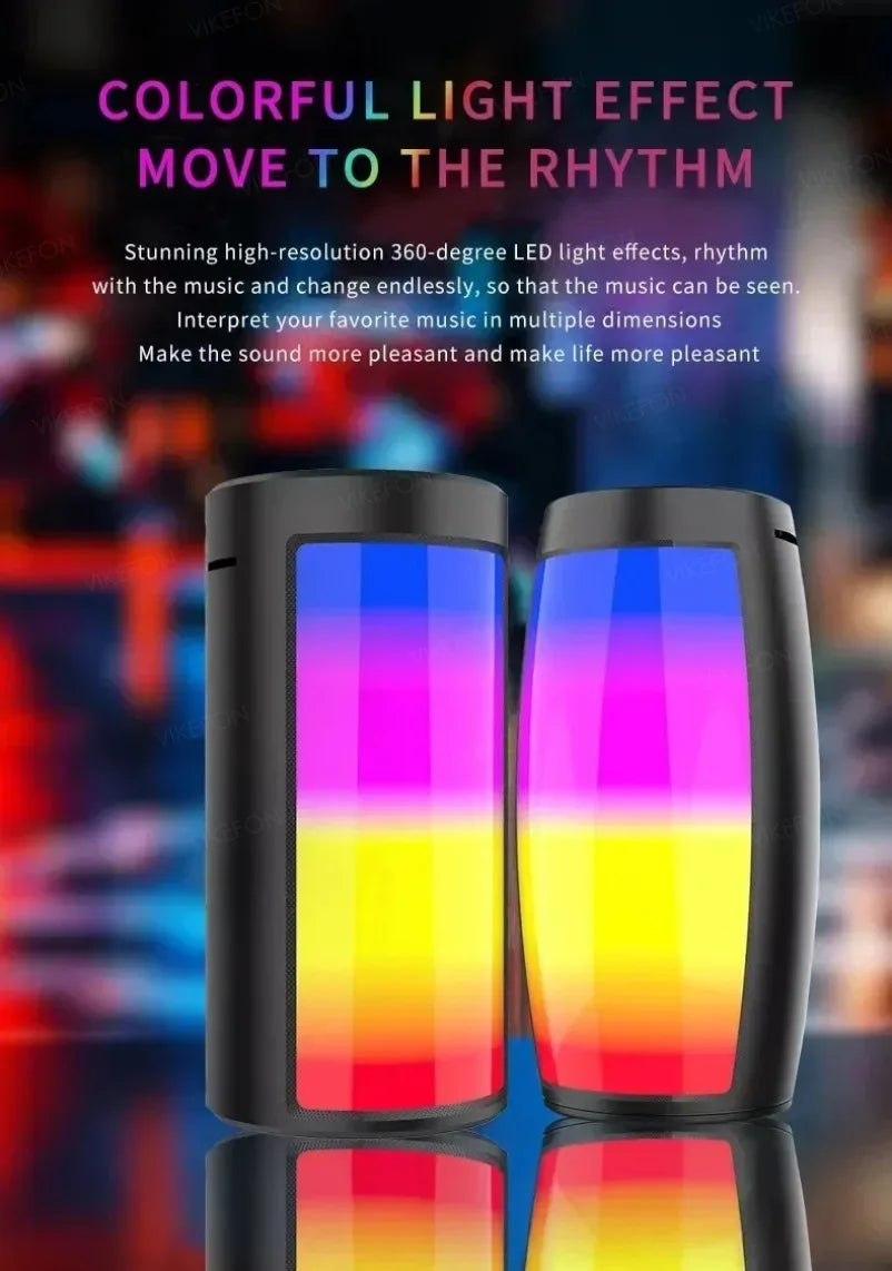 VIKEFON High Quality Wireless Bluetooth Speakers Powerful Portable Sound Box Subwoofer Audio Bass Player Sound System LED Light