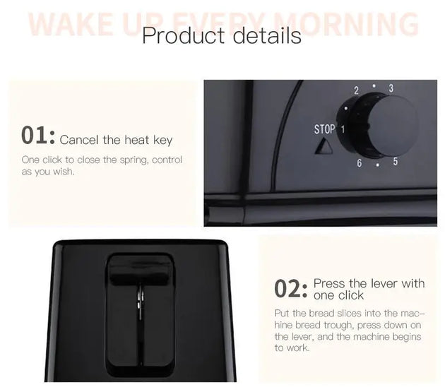 Smart Retro Electric Mini Toaster Oven Auto Pop-Up 2 Slices Sandwich Bread Toaster with Defrosting Warming Function for Home Use